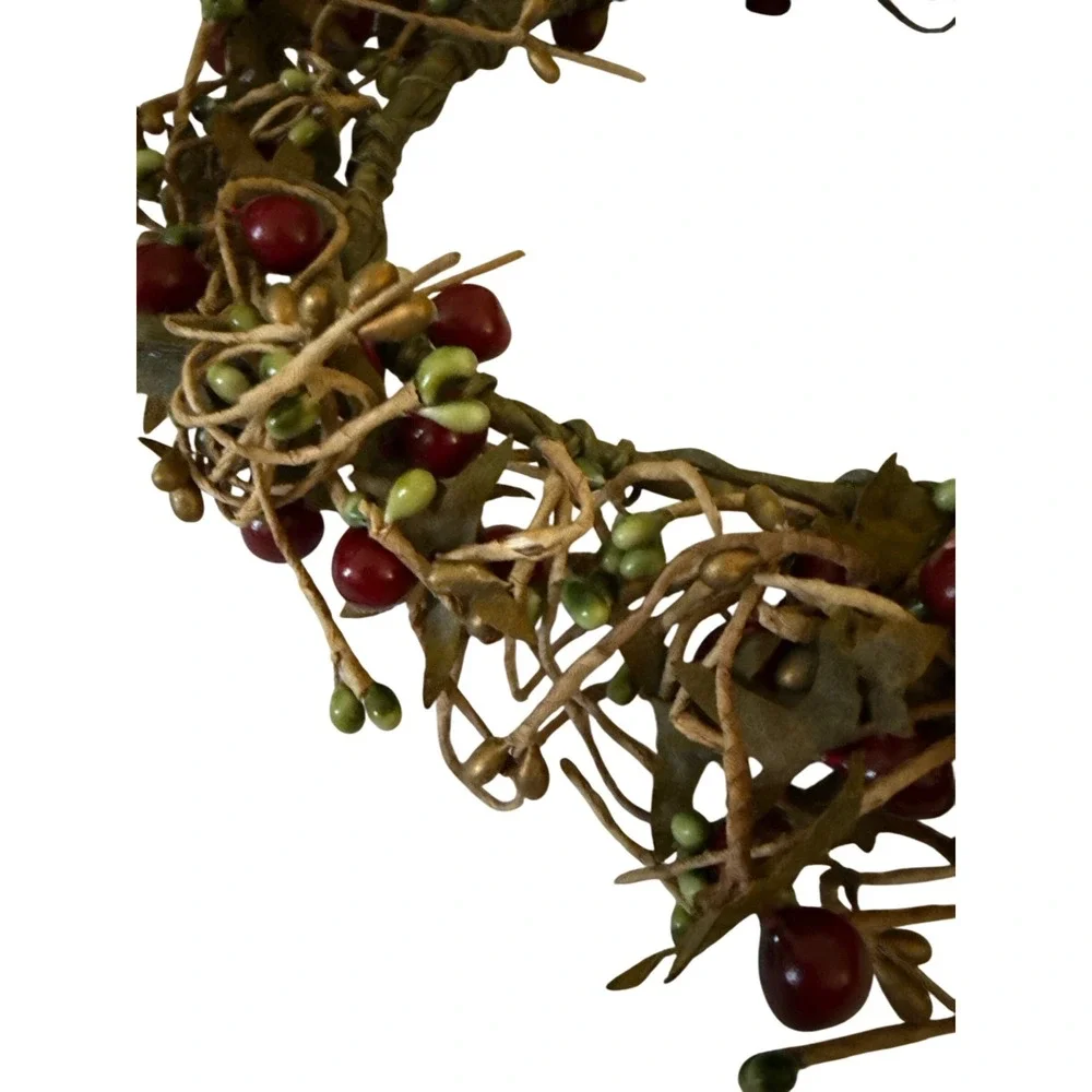 Rustic Berry Wreath Candle Ring Country Farmhouse Decor‎ 10
